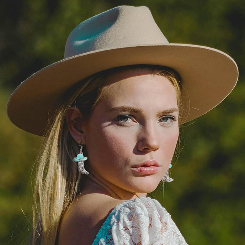 RechicGu Rhinestone Western Boots Earrings Cowgirl Cowboy Enamel Hat Bohemian Rodeo Boot Drop Dangle Earrings for Women - Image 2